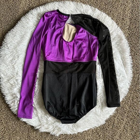 Weissman Dance Costume Long Sleeve Purple Black Womens Size Adult Medium - Picture 2 of 7